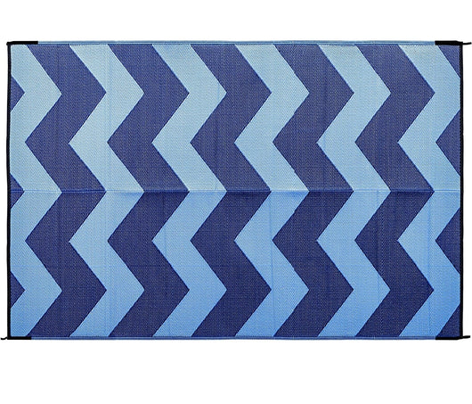 Camco 9' x 12' Reversible RV Outdoor Mat, Camping Mat, Blue Chevron (new wrapped In Plastic)