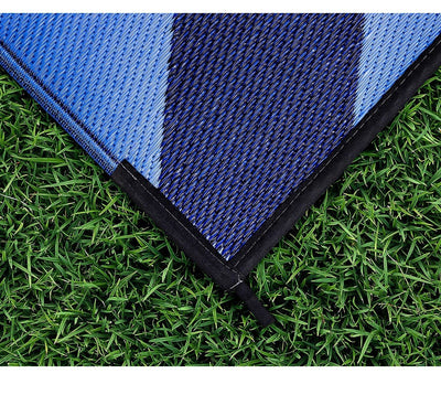 Camco 9' x 12' Reversible RV Outdoor Mat, Camping Mat, Blue Chevron (new wrapped In Plastic)
