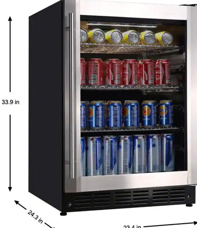 Magic Chef Beverage 23.4 in. 154 (12 oz.) Can Beverage Cooler, Stainless Steel!

-Brand new, does have one very small indent of the right side, photos shown

-CLEARANCE ITEM!!! - AUTOMATICALLY 20% OFF AT CHECKOUT!!! (PRICE AFTER 20% OFF = $299)