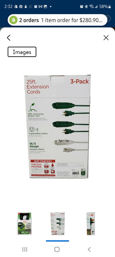 UltraPro 3 Pack Extension Cord
