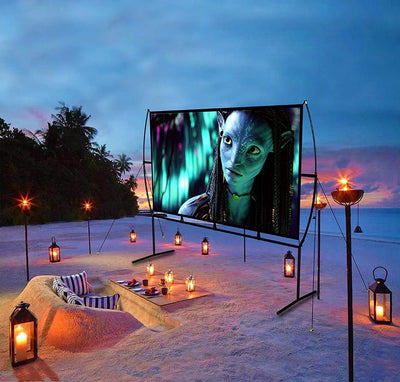 Projector Screen with Stand Foldable-     Does have small pin hole- see photo for reference