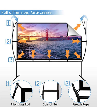 Projector Screen with Stand Foldable-     Does have small pin hole- see photo for reference