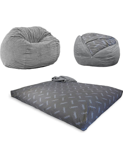 CordaRoy's Chenille Bean Bag Chair, Convertible Chair Folds from Bean Bag to Bed,  Charcoal - Queen Size- NEW IN PLASTIC!!!
