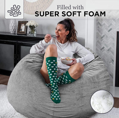 CordaRoy's Chenille Bean Bag Chair, Convertible Chair Folds from Bean Bag to Bed,  Charcoal - Queen Size- NEW IN PLASTIC!!!