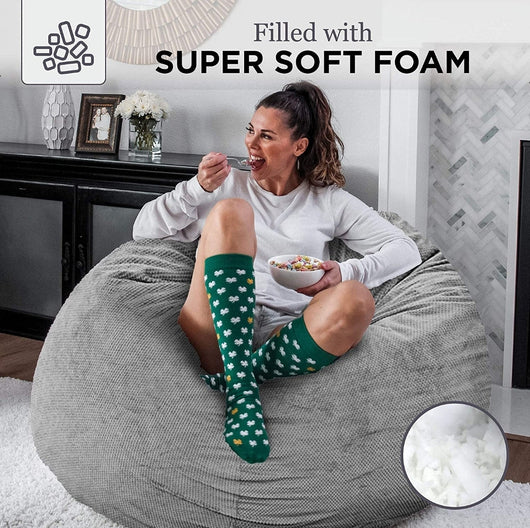 CordaRoy's Chenille Bean Bag Chair, Convertible Chair Folds from Bean Bag to Bed,  Charcoal - Queen Size- NEW IN PLASTIC!!!