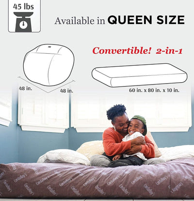 CordaRoy's Chenille Bean Bag Chair, Convertible Chair Folds from Bean Bag to Bed,  Charcoal - Queen Size- NEW IN PLASTIC!!!