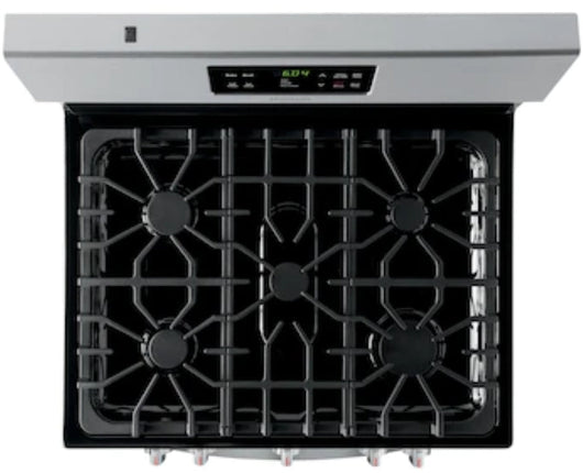 Frigidaire  30-in 5 Burners 5-cu ft Self-cleaning Freestanding Gas Range (Easycare Stainless Steel)!

-Brand new out of the box but is lightly dented from shipping, photos shown