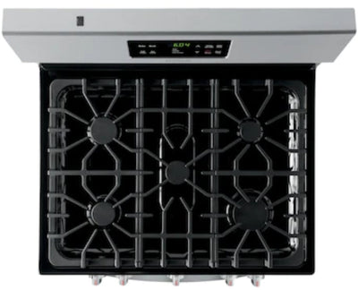 Frigidaire  30-in 5 Burners 5-cu ft Self-cleaning Freestanding Gas Range (Easycare Stainless Steel)!

-Brand new out of the box but is lightly dented from shipping, photos shown