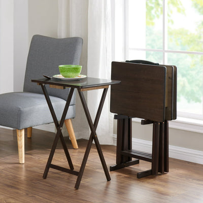 Mainstays Walnut 5-Piece Folding TV Tray Table Set, 19 x 15 x 26 Inch!

-Brand new in the box 
