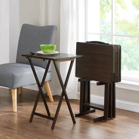 Mainstays Walnut 5-Piece Folding TV Tray Table Set, 19 x 15 x 26 Inch!

-Brand new in the box 