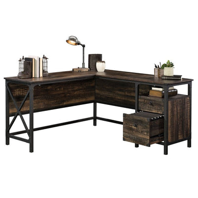 Sauder Steel River L-Shaped Desk, Carbon Oak!

-Brand new in the box