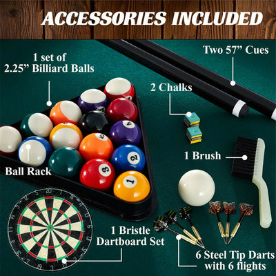 Barrington 90" Ball and Claw Leg Billiard, Pool Table with Cue Rack and Dartboard Set!
