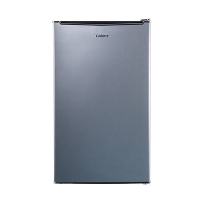 Galanz 3.3 cu ft One Door Mini Fridge, Estar, Stainless Steel Look! **New,small dents from shipping**