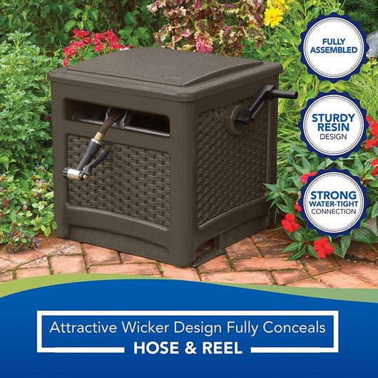 Suncast 225 ft. Smart Trak Wicker Garden Hose Reel Guide and Hideaway, Java Brown!

-New out of the box 