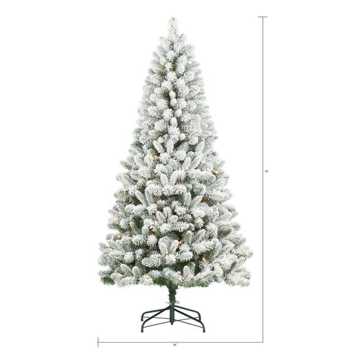 Holiday Time 6.5ft Pre-Lit Flocked Frisco Pine Christmas Tree, Green, 6.5', Clear!

-Brand new in rhe box 
