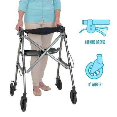 !!!REDUCED!!! Able Life Space Saver Rollator, Lightweight Folding Walker with Seat, Blue!
