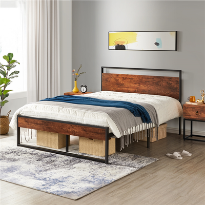 Yaheetech Rustic Metal Platform Bed, Full Size, Mahogany!

-Brand new in the box 