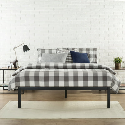 Modern Studio Platform 1500 Metal Bed Frame/Mattress Foundation, no Boxspring needed, Wooden Slat Support, Queen!