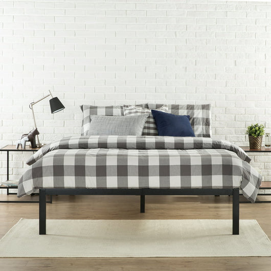 Modern Studio Platform 1500 Metal Bed Frame/Mattress Foundation, no Boxspring needed, Wooden Slat Support, Queen!