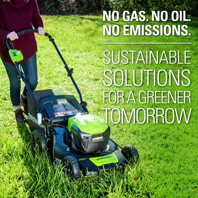 Greenworks 40 Volt 20 inch Push Walk-Behind Mower with 4.0 Ah Battery and Charger, 2516302! (USED - WORKS GREAT)

-Used, was tested and works great ( FRONT LEFT WHEEL IS LIGHTLY BENT, DOES NOT AFFECT CUTTING)