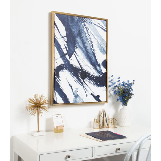 Kate and Laurel Sylvie Indigo Watercolor Abstract Print Framed Canvas Wall art by Amy Peterson