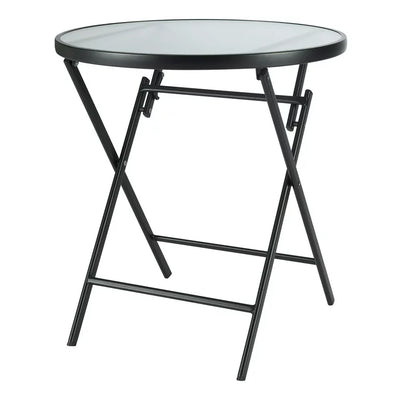 Mainstays 26" Greyson Square Glass and Steel Round Bistro Folding Table!

-Brand new in the box 