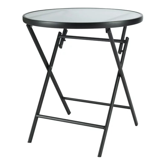 Mainstays 26" Greyson Square Glass and Steel Round Bistro Folding Table!

-Brand new in the box 