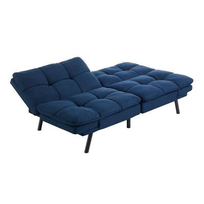 Mainstays Memory Foam Futon, Blue Faux Suede! NEW & ASSEMBLED!