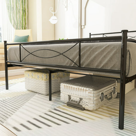 Full Size Metal Platform Bed Frame with Bowknot Headboard & Footboard Bedroom Furniture, Black!

-Brand new in the box 