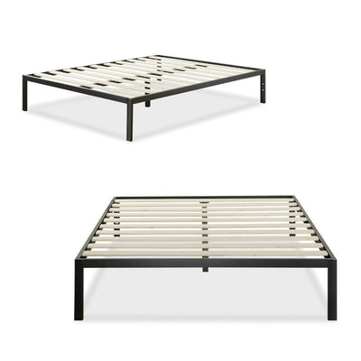 Modern Studio Platform 1500 Metal Bed Frame/Mattress Foundation, no Boxspring needed, Wooden Slat Support, Queen!