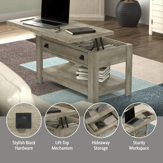 Hillsdale Coover Wood Rectangle Lift Top Coffee Table, Driftwood Gray!

-Brand new in the box 