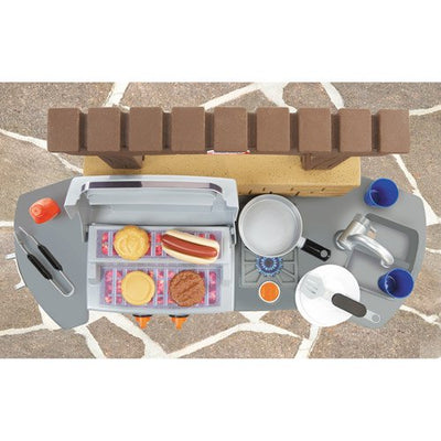 Little Tikes Cook 'n Play Outdoor BBQ Grill 12-Piece Plastic Outdoor Pretend Play Kitchen Toys Playset with Oven, Tan For Kids Girls Boys Ages 3 4 5+!