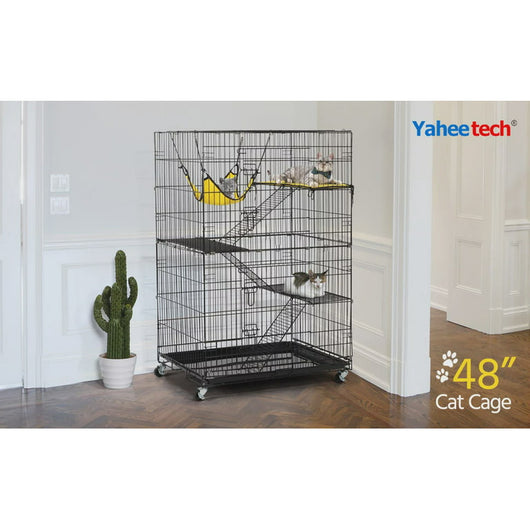 Yaheetech, 4-Tier & 1-Hammock Playpen, Premium Cat Cage, Black, 47-in!

-Brand new in the box 