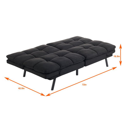 Mainstays Memory Foam Futon, Black Faux Suede Fabric!! NEW IN BOX!!