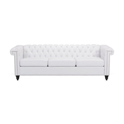 Noble House Kabella Tufted Chesterfield Faux Leather 3 Seater Sofa, White!    THIS SELLS FOR $518 AT WALLYWORLD!  ONLY $279 AT THE BIG CATCH !