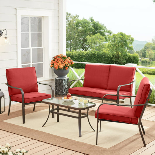 Mainstays Stanton 4-Piece Steel Outdoor Patio Conversation Set, Red!

-Brand new and assembled