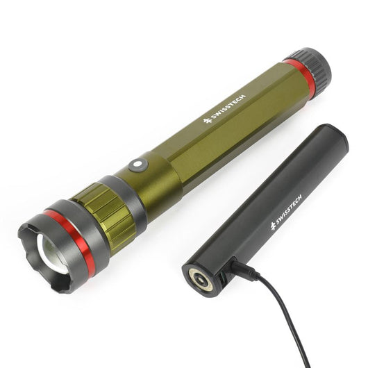 Swiss Tech 6500 Lumen Dual Power Rechargeable LED Flashlight with Charging Bank!

-Brand new in the box 