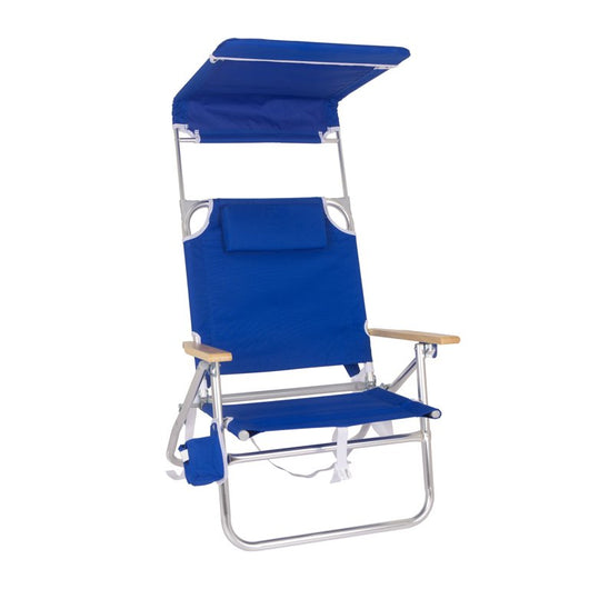 Mainstays Reclining Comfort Height Backpack Canopy Beach Chair, Blue!  -Brand new out of the box!