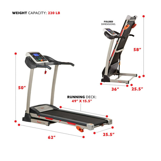 Sunny Health & Fitness Treadmill with Manual Incline, Pulse Sensors, Folding, LCD Monitor for Exercise SF-T4400! 

-New & Assembled but does have some cracked plastics from shipping, photos shown