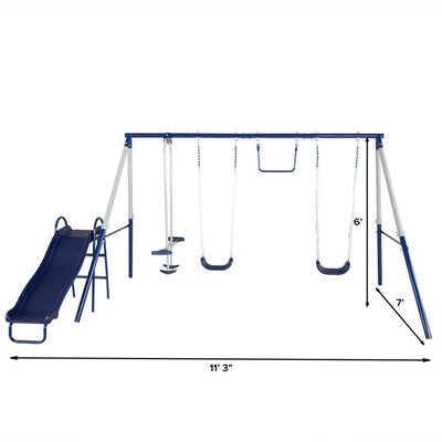 Sportspower Arcadia Metal Swing Set with 5ft Slide, Trapeze, 2 Person Glider Swing!

-Brand new in the box 