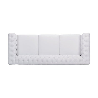 Noble House Kabella Tufted Chesterfield Faux Leather 3 Seater Sofa, White!    THIS SELLS FOR $518 AT WALLYWORLD!  ONLY $279 AT THE BIG CATCH !