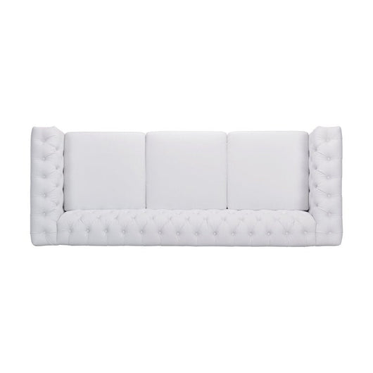 Noble House Kabella Tufted Chesterfield Faux Leather 3 Seater Sofa, White!    THIS SELLS FOR $518 AT WALLYWORLD!  ONLY $279 AT THE BIG CATCH !