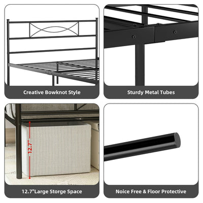 Full Size Metal Platform Bed Frame with Bowknot Headboard & Footboard Bedroom Furniture, Black!

-Brand new in the box 