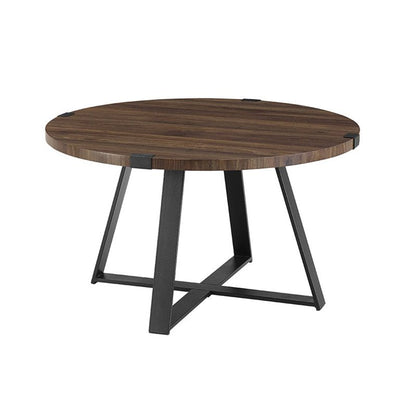 Walker Edison 30" Metal Wrap Round Coffee Table - Dark Walnut with Black Base!

-Brand new and assembled