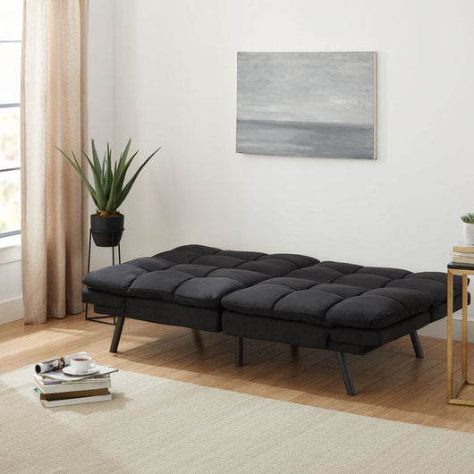 Mainstays Memory Foam Futon, Black Faux Suede Fabric!! NEW IN BOX!!