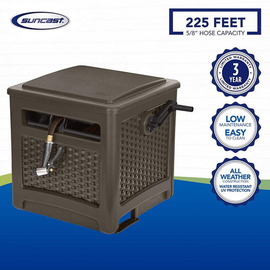 Suncast 225 ft. Smart Trak Wicker Garden Hose Reel Guide and Hideaway, Java Brown!

-New out of the box 