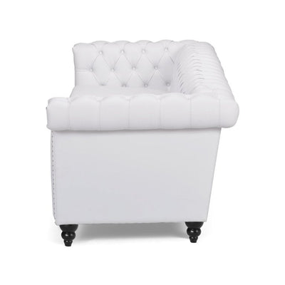 Noble House Kabella Tufted Chesterfield Faux Leather 3 Seater Sofa, White!    THIS SELLS FOR $518 AT WALLYWORLD!  ONLY $279 AT THE BIG CATCH !