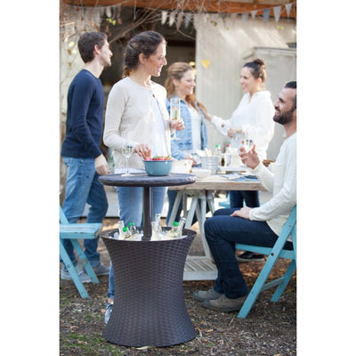 Keter Pacific 7.5 Gallon Cool Bar , Resin Outdoor Patio Beverage Cooler Table, Extra Storage, Rattan Look Brown!

-Brand new out of the box 