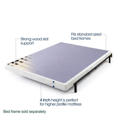 Zinus 4” Metal Box Spring with Wood Slats, Mattress Foundation, King