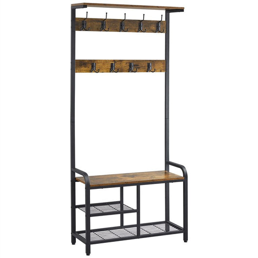 Yaheetech 72" H Multifunctional Hall Tree Entryway Coat Rack with Bench & Shoe Storage & 23 Ball-End Hooks Rustic Brown!

-Brand new in the box 